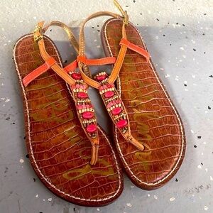 Sam Edelman Coral beaded t strap sandals | Gale | Size 6 women’s